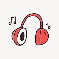 Headphones  doodle collage element vector