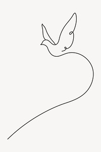 Dove line art collage element vector