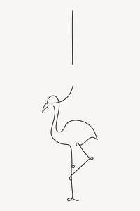 Flamingo line art collage element vector