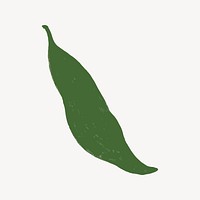 Green leaf, botanical illustration collage element vector