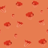 Red tulip background, flower pattern illustration