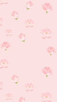 Pink lotus iPhone wallpaper, flower pattern illustration