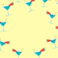 Summer drinks frame, cute doodle illustration  vector