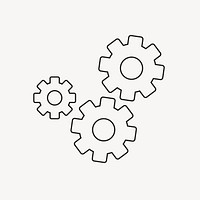 Settings cogwheel icon, outlined graphic vector