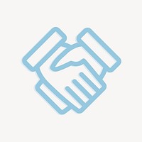 Business handshake icon, blue outlined graphic vector