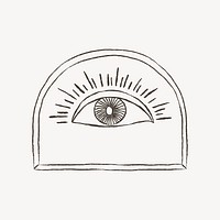 Spiritual eye doodle collage element vector