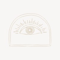 Spiritual eye doodle collage element vector