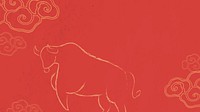 Chinese red desktop wallpaper, gold bull design