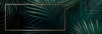 Tropical leaves frame background, gold design