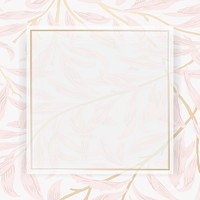 Aesthetic leafy frame background, gold design