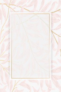 Aesthetic leafy frame background, gold design