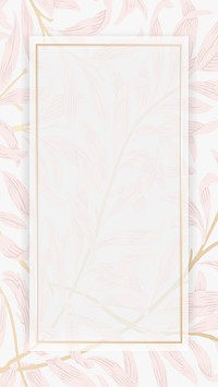 Aesthetic leafy frame iPhone wallpaper, gold design