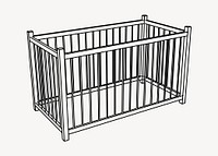 Baby crib illustration. Free public domain CC0 image.