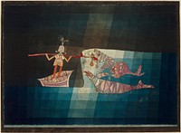 Battle scene from the funny and fantastic opera "The Seafarers" (1923) painting in high resolution by Paul Klee. 