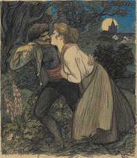 La chienne au loup (1900) print in high resolution by Th&eacute;ophile Alexandre Steinlen.  