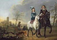 Lady and Gentleman on Horseback (ca. 1655, reworked 1660–1665) by Aelbert Cuyp.  