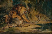 Lion Defending its Prey (c. 1840) by Sir Edwin Landseer.  