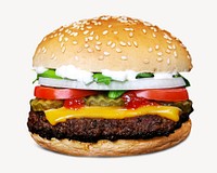 Beef burger isolated on off white design 