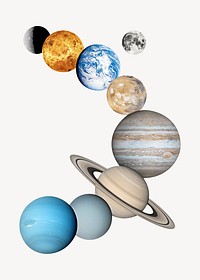 Solar system collage element psd