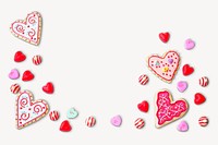 Heart cookies border collage element psd