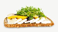 Brie cheese open sandwich collage element, isolated image psd