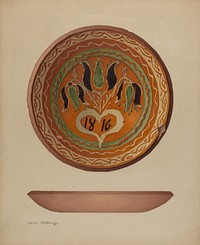 Pa. German Scraffito Plate (ca. 1941) by Aaron Fastovsky.  