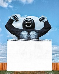 Blank billboard psd mockup with gorilla, remixed from artworks by John Margolies