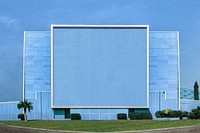 Blank blue psd building billboard, remixed from artworks by John Margolies