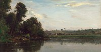 Washerwomen at the Oise River near Valmondois (1865) painting in high resolution by Charles-François Daubigny. 