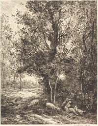 Shepherd and Shepherdess (Le Berger et la bergere) (1874) print in high resolution by Charles-François Daubigny. 