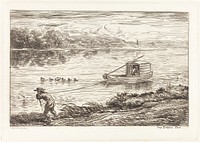 Cabin Boy Pulling the Rope (Le Mousse tirant le cordeau) (1862) print in high resolution by Charles-François Daubigny. 