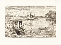 Cabin Boy Fishing (Le Mousse a la peche) (1862) print in high resolution by Charles-François Daubigny. 