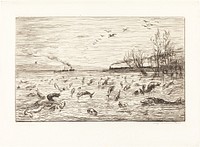 The Fish Rejoice when the Cabin Boy Leaves (Rejouissances de poissons du depart du mo) (1862) print in high resolution by Charles-François Daubigny. 