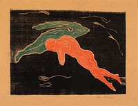 Edvard Munch's Encounter in Space (1899) famous print. Original from the Thiel Gallery. 