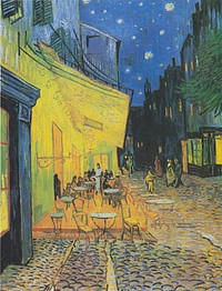 Vincent van Gogh's Café Terrace at Night (1888) famous painting. Original from Wikimedia Commons. 