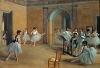 Edgar Degas's The Dance Foyer at the Opera on the rue Le Peletier (1872) famous painting. Original from Wikimedia Commons. 