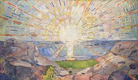 Edvard Munch's The Sun (1911) famous paintings. Original from Wikimedia Commons.