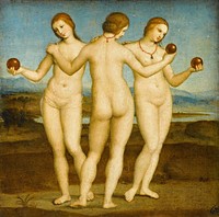 Raphael's Three Graces (1504) famous painting. Original from Wikimedia Commons. 