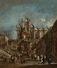 Francesco Guardi's Temporary Tribune in the Campo San Zanipolo, Venice (1782 or after) famous painting. 