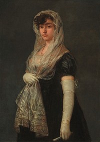 Francisco Goya's Young Lady Wearing a Mantilla and Basquina (c. 1800-1805) famous painting. 