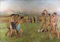 Edgar Degas's Young Spartans Exercising (ca. 1860) famous painting. Original from Wikimedia Commons. 