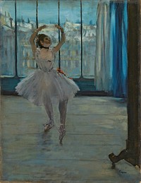 Edgar Degas's Dancer posing for a Photographer (Dancer in Front of the Window) (1875) famous painting. Original from Wikimedia Commons. 