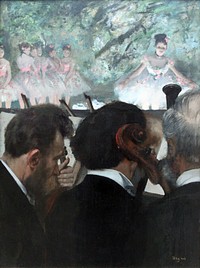 Edgar Degas's Orchestra Musicians (1872) famous painting. Original from Wikimedia Commons. 