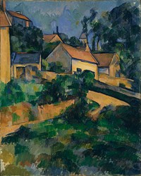 Paul Cézanne's La Route tournante à Montgeroult  (1898) famous painting. Original from Wikimedia Commons. 