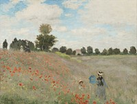 Claude Monet's The Poppy Field near Argenteuil (1873) famous painting. Original from Wikimedia Commons. 