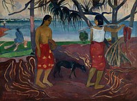 Paul Gauguin's I Raro te Oviri (Under the Pandanus) (1891) famous painting. 