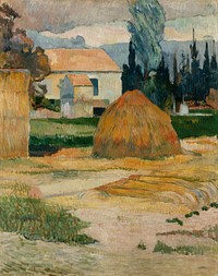 Paul Gauguin's Landscape near Arles (1888) famous painting. Original from Wikimedia Commons. 
