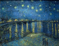 Vincent van Gogh's Starry Night Over the Rh&ocirc;ne (1888) famous painting. Original from Wikimedia Commons. 
