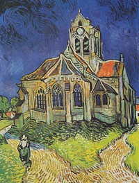 Vincent van Gogh's The Church at Auvers (1890) famous painting. Original from Wikimedia Commons. 