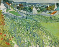 Vincent van Gogh's Vineyards at Auvers (1890) famous painting. 
